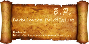 Barbulovics Pelágiusz névjegykártya